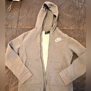 Boys grey/blue full zip Nike sweatshirt